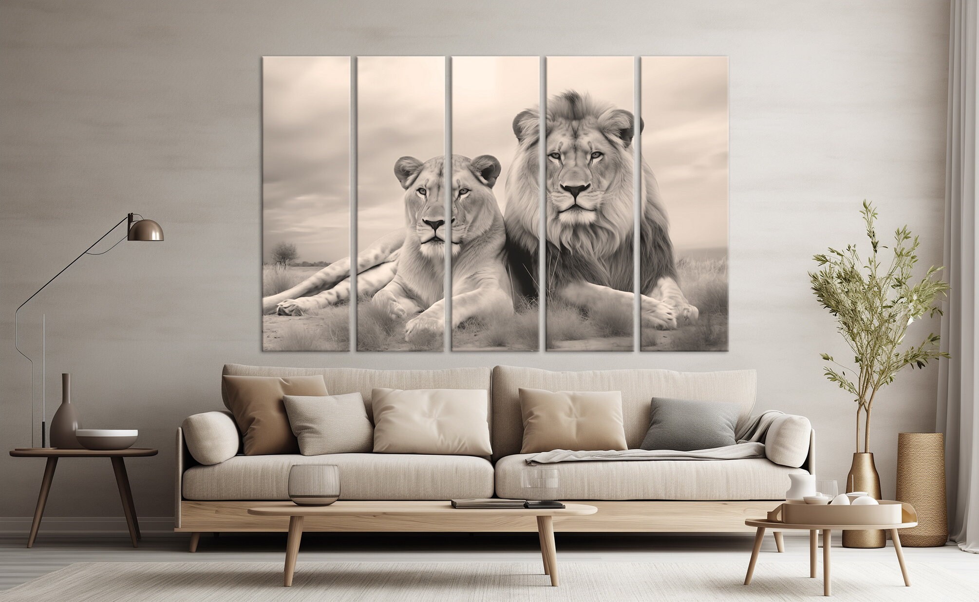 Lion Family Canvas Wall Art Love Lion Painting Canvas Print Apartment ...