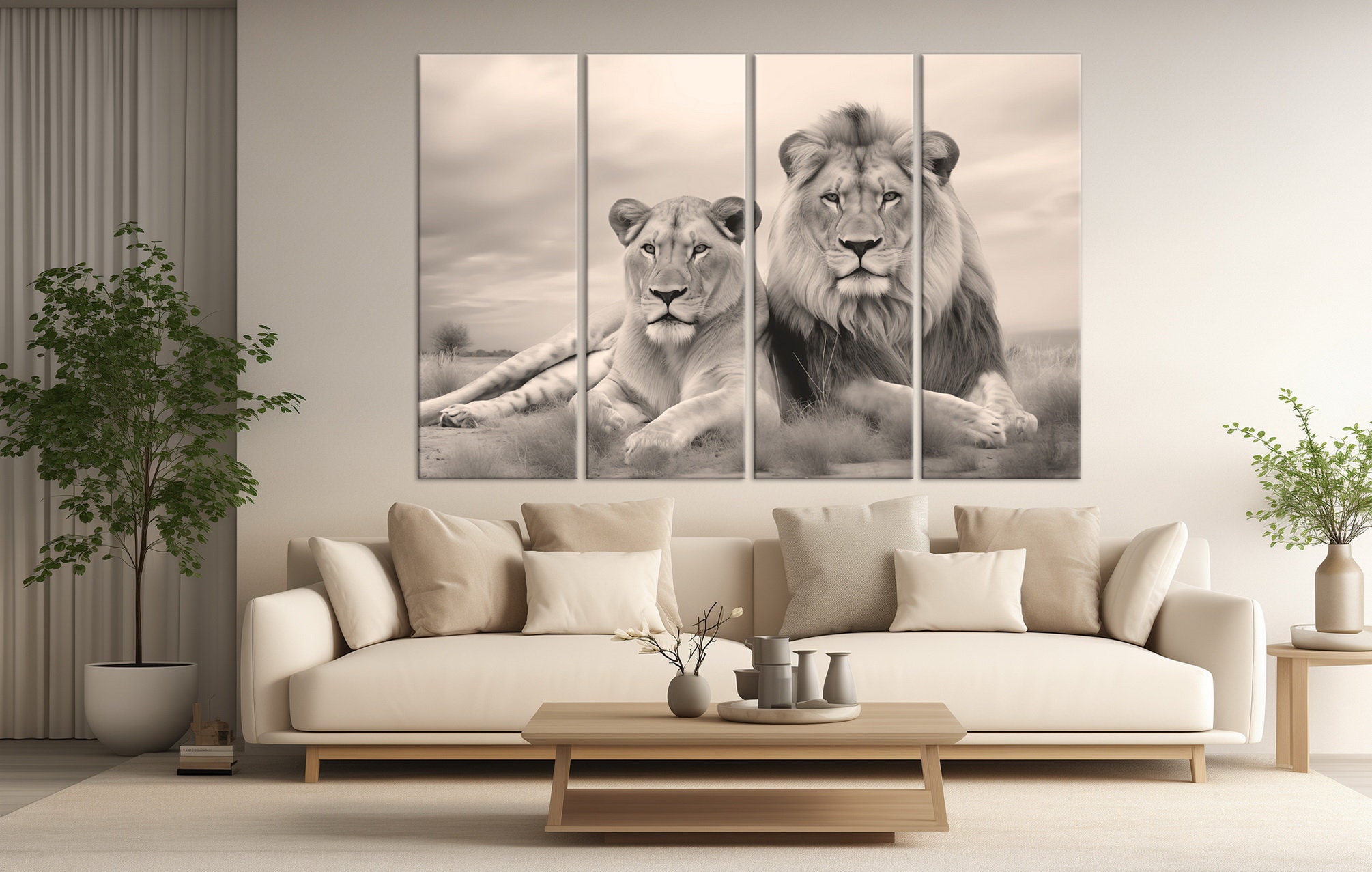 Lion Family Canvas Wall Art Love Lion Painting Canvas Print Apartment ...