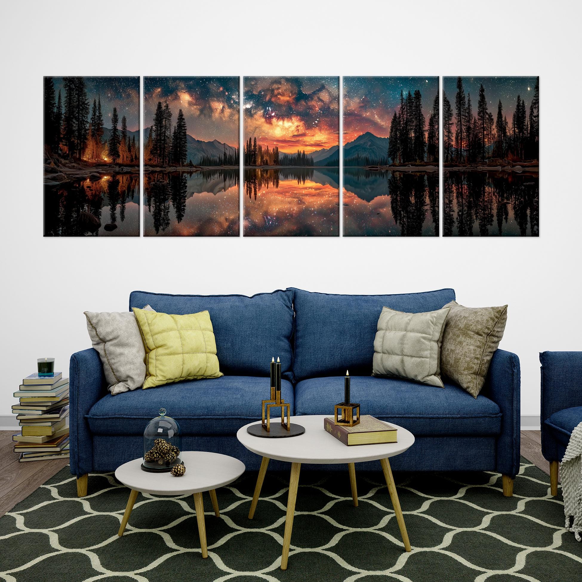 Sunset Lake Panoramic Canvas Wall Art Mountain Print Coastal Decor - Etsy