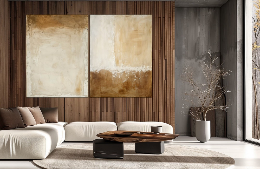 Neutral Abstract Canvas Wall Art Apartment Decor Minimalist Wall Art ...