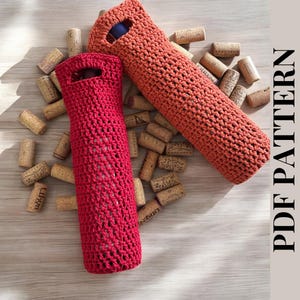 Crochet Wine Tote Bag Pattern, Wine Bottle Holder Crochet, Handmade Gift Bag For Wine and Bottle, DIY, Wine Carrier Crochet Pattern