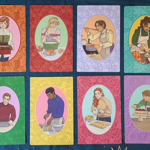 Recettes de cuisine illustrées - Automne/Hiver - FR - Set complet (8 cartes = 4 recettes salés + 4 recettes sucrées)