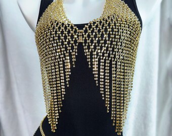 Body chain carnival beach body chain trendy mesh tassel rhinestone chest chain nightclub colored diamond body chain female
