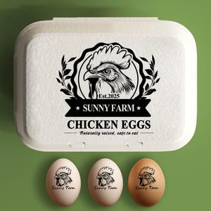Eierdoos stempel aangepaste kip eierdozen stempel gepersonaliseerd, boerderij Homesteader cadeau, boerderij verse eieren, boerderijnaamlogo, boer cadeau