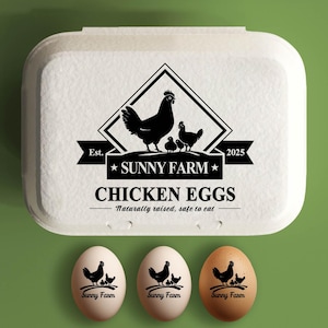 Aangepaste eierdoos stempels kippeneierdoos, naam familieboerderij gepersonaliseerde eierdoos stempel, verse eieren, kippenhok cadeau kippenliefhebber