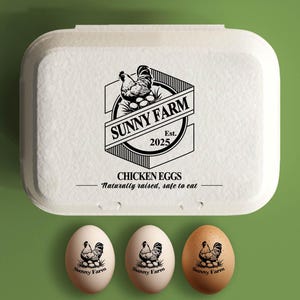 Egg Carton Custom Rubber Stamps | Egg Carton Rubber Stamps | Custom Egg Carton Stickers with Date | Custom Farm Egg Carton Stamps