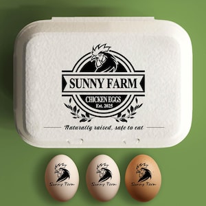 Stempel verse eieren, stempel eierdoos aangepaste boerderijstempel, grote rubberen stempel kippenei, stempel boerderij, gepersonaliseerde kip minnaar cadeau