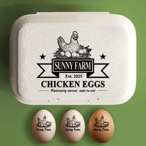 Stempels en inkten voor eierdozen | Aangepaste eierdoosstempel leuk | Aardappelstempel groot ei, stempel boerderijnaam, gepersonaliseerd verlovingscadeau kip