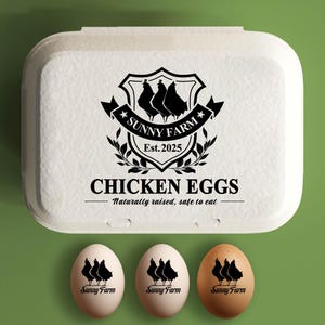 Aangepaste eierdoos stempel kippeneierdozen stempel, boerderij decor cadeau, hand verzamelde kip verse eieren, boerderijnaamlogo, gepersonaliseerde doos