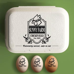 Aangepaste eierdozen stempel kippenboer cadeau, hobbyboerderij gepersonaliseerde eierdoosetiketten, kippenhok achtertuin, verse eieren stamperaccessoires
