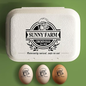 Egg Carton Stamp Custom Egg Cartons, Chicken Coop Farmer Gift, Large Rubber Fresh Eggs Stamper, Farm Name Homestead Backyard Farmers Stamp