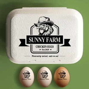 Eistempel voor dozen Aangepaste eierdoosstempel Gepersonaliseerde kip cadeau, boerderij eierstempel cadeau, met de hand verzamelde verse eieren, boerderijnaam logo kip