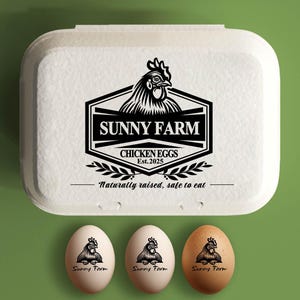 Egg Carton Stamp Custom Chicken Egg Cartons, Chicken Farm Stamp, Coop Accessory, Oak Tree Chicken Gift, Large Fresh Egg Carton Rubber Stamp