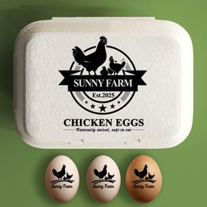Aangepaste eierdozen stempel kippenboer cadeau, hobbyboerderij gepersonaliseerde eierdoosetiketten, kippenhok achtertuin, verse eieren stamperaccessoires