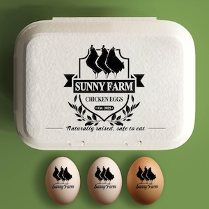 Aangepaste eierdoos stempel gepersonaliseerde kippeneierdozen boerderij cadeau, verse eieren boerderij naamlogo, achtertuin eierboer grote rubberen stempel
