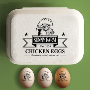 Egg Carton Custom Rubber Stamps | Egg Carton Rubber Stamps | Custom Egg Carton Stickers with Date | Custom Farm Egg Carton Stamps