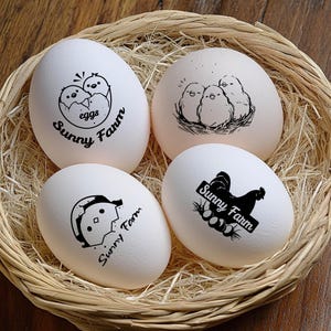 Sello de huevo con monograma personalizado, sellos de huevo de gallina, sello de huevo con letra inicial, regalo de granja personalizado, regalo para mamá de gallinero, nombre de granja, regalo para amantes de las gallinas