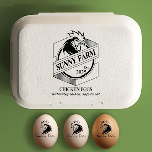 Egg Carton Custom Rubber Stamps | Egg Carton Rubber Stamps | Custom Egg Carton Stickers with Date | Custom Farm Egg Carton Stamps