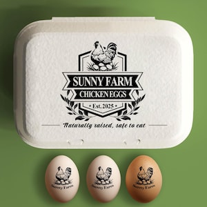 Aangepaste eierdoos stempel kippeneierdozen stempel, boerderij decor cadeau, hand verzamelde kip verse eieren, boerderijnaamlogo, gepersonaliseerde doos