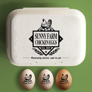 Eierdoos stempel aangepaste kip eierdozen stempel gepersonaliseerd, boerderij Homesteader cadeau, boerderij verse eieren, boerderijnaamlogo, boer cadeau