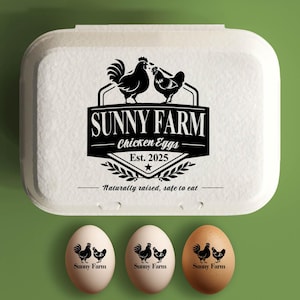 Aangepaste eierdozen stempel kippenboer cadeau, hobbyboerderij gepersonaliseerde eierdoosetiketten, kippenhok achtertuin, verse eieren stamperaccessoires