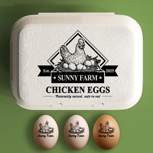 Calendario de sellos de cartón de huevos Sello de fecha de huevo de cartón de huevos personalizado, Sello de granja personalizado, Suministro de empaque de huevos con fecha perpetua de puesta, Etiqueta de mercado de agricultores