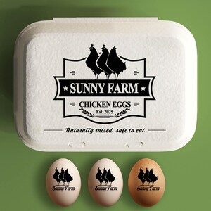 Eierdoos stempel gepersonaliseerde kippeneierdozen, verse eieren boer cadeau, aangepaste eierdozen, achtertuin boer kippenhok, handgeplukte verse eieren