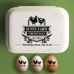 Aangepaste eierdoos stempels kippeneierdoos, naam familieboerderij gepersonaliseerde eierdoos stempel, verse eieren, kippenhok cadeau kippenliefhebber