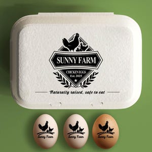 Custom Egg Cartons Stamp, Chicken Egg Cartons, Farm Chicken Coop Labels Farm Accessory, Backyard Chicken Lover Gift, Large Rubber Egg Stamp