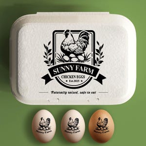 Sello de cartón de huevos para huevos de gallina o pato, cartones de huevos personalizados, sello de goma para 12 huevos frescos o media docena, regalo de granja, gallinero de granja
