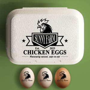 Aangepaste eierdoos stempel kippeneierdozen, boerderij decor cadeau, verse eieren boerderij naamlogo, gepersonaliseerde eierdozen boerenhok cadeau