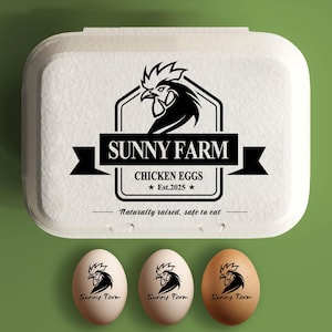 Aangepaste eierdoos stempel kippeneierdozen boerderijstempel, eierdoos grote rubberen stempel, gepersonaliseerde eierdoos boer naam kippenhok cadeau