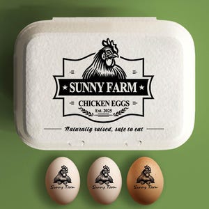 Sello de cartón de huevos Cartón de huevos personalizado, Regalo de granjero de gallinero, Sello de goma grande para huevos frescos, Sello de granjero de patio trasero con nombre de granja