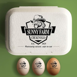 Egg Carton Stamp Custom Chicken Egg Cartons, Chicken Farm Stamp, Coop Accessory, Oak Tree Chicken Gift, Large Fresh Egg Carton Rubber Stamp