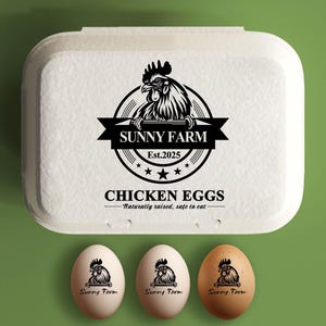 Egg Carton Stamp Custom Egg Carton Label Farm Stamp, Large Chicken Egg Packaging Rubber Stamp, Farmer Name Hen In Wreath, Chicken Lover Gift