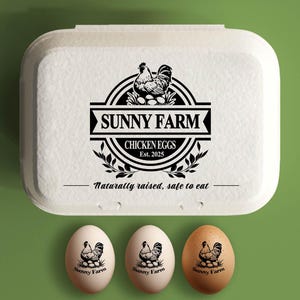 Aangepaste eierdoosstempel Gepersonaliseerde eierstempel voor dozen, boerderij eierdoos kippenhok cadeau, met de hand verzamelde verse eieren, boerderijnaam kippenhok