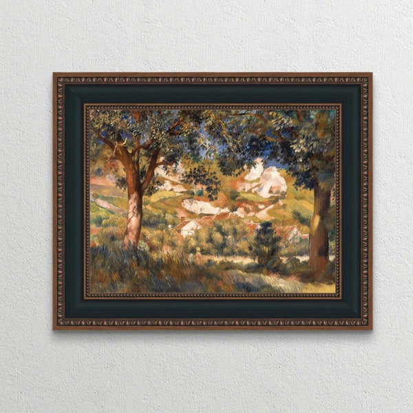 Handmade oil painting Landscape of La Roche-Gaion, 1887 by Pierre-Auguste Renoir (1841-1919, France) | Home Decor | Wall Art | Art Print