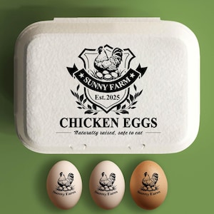 Aangepaste eierdoos stempels kippeneierdoos, naam familieboerderij gepersonaliseerde eierdoos stempel, verse eieren, kippenhok cadeau kippenliefhebber
