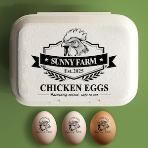 Eierdoos stempel aangepaste kippeneierdozen gepersonaliseerd, boerderij cadeau, hand verzamelde kip verse eieren, boerderij kippenhok naam logo cadeau idee boer