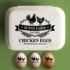 Aangepaste eierdoos stempel kippeneierdozen boerderijstempel, eierdoos grote rubberen stempel, gepersonaliseerde eierdoos boer naam kippenhok cadeau