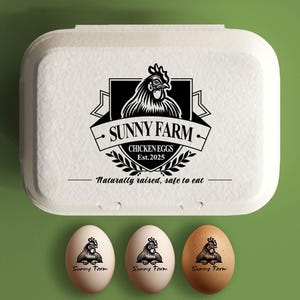 Stempel eierdoos op maat, gepersonaliseerde stempel kippeneierdoos om eieren cadeau te doen boerderijstempel, accessoire boerenhok, grote rubberen stempel