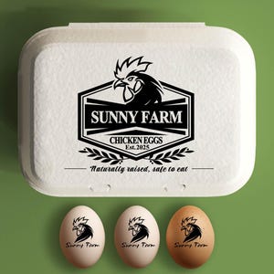 Aangepaste eierdoosstempel Gepersonaliseerde eierstempel voor dozen, boerderij eierdoos kippenhok cadeau, met de hand verzamelde verse eieren, boerderijnaam kippenhok