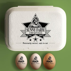 Eierdoos stempel aangepaste kippeneierdozen gepersonaliseerd, boerderij cadeau, hand verzamelde kip verse eieren, boerderij kippenhok naam logo cadeau idee boer
