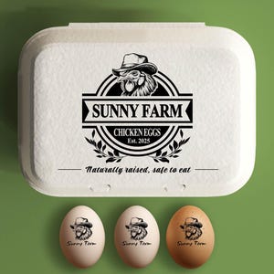 Egg Carton Stamp Custom Egg Cartons, Chicken Coop Farmer Gift, Large Rubber Fresh Eggs Stamper, Farm Name Homestead Backyard Farmers Stamp