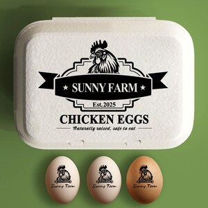 Egg Carton Stamp For Chicken or Duck Eggs, Custom Egg Cartons, 12 Fresh Eggs or Half Dozen Rubber Stamper, Farm Gift, Farmhouse Chicken Coop