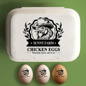 Eierdoos stempel aangepaste kippeneierdozen gepersonaliseerd, boerderij cadeau, hand verzamelde kip verse eieren, boerderij kippenhok naam logo cadeau idee boer