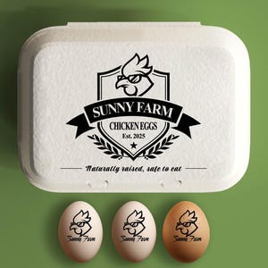 Aangepaste eierdozen stempel retourdoos stempel, kip boer cadeau, kip rubberen stempel milieuvriendelijke kleine boerderij stempel voor stedelijke boerderij