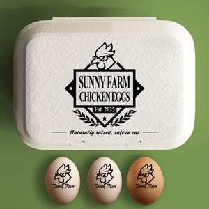 Aangepaste eierdozen stempel retourdoos stempel, kip boer cadeau, kip rubberen stempel milieuvriendelijke kleine boerderij stempel voor stedelijke boerderij