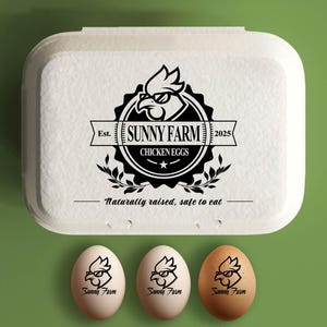 Hühner Eierkarton Stempel Individuelle Eierkartons zum Verschenken von Eiern, Hühnerhof Stempel Coop Accessoire, Hinterhofhuhn Geschenk Stempel mit großen frischen Eiern