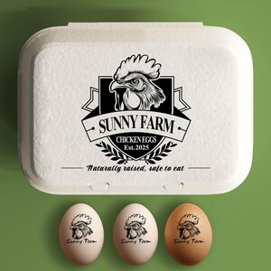 Aangepaste eierdoos stempel kippeneierdozen, boerderij decor cadeau, verse eieren boerderij naamlogo, gepersonaliseerde eierdozen boerenhok cadeau